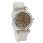 Moda Feminina Rhinestone Silicone Strap Quartz Analógico Relógio De Pulso