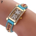 Moda Feminina Shell Quartz Dial Faux Suede Rhinestone Band Bracelet Relógio De Pulso