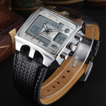 Moda impermeável Sport Watch Pointer Digital Dual-visualização Relógio Backlight Quartz Relógio de pulso Branco