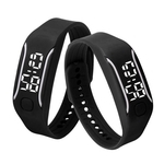 Moda LED Sports Correndo Assista Data Rubber Bracelet Digital rel¨®gio de pulso BK