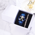 Moda Luxo Ouro Pulseira Multi-Borda Dial de Mulheres Quartz Assista Gift Set