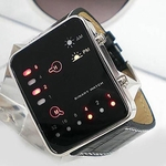 Moda Masculina Sports Binary Digital Display LED Faux Leather Strap relógio de pulso