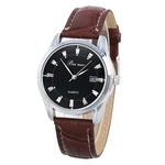 Moda Padrão De Bambu Rodada Dial Faux Leather Strap Quartzo Analógico Relógio De Pulso