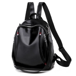 Moda PU Leather Backpack cor sólida Mulheres Casual Único ombro Travel Bag (Black)
