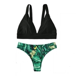 Moda Split tipo Sexy Bikini Mulheres Set escuro Swimsuit Swimwear