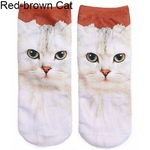 Moda Unisex 3D Impresso Animal Casual Respirável Bonito Gato Meias De Corte Baixo