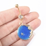 Moon Star Estilo piercing no umbigo barriga Surgical Bot?o An¨¦is Umbigo Piercing