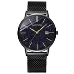 Homens Casual Business Luxury Star Alloy Strip Quartz Relógio de pulso de aço inoxidável