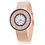 Mulher Girl Fashion Alloy Assista Movimento eletrônico Relógio de pulso ocasional com Movendo Rhinestone