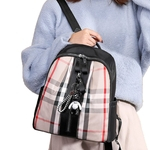 Mulher Moda Nylon Plaid Pattern All-jogo Casual Viagem Backpack