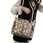 Mulher Portátil Ombro Único Snakeskin Pattern Casual PU Bag Moda Satchel Simples