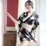 Mulher Sexy Homewear Roupão Kimono Japonês Traje Cosplay Padrão Floral Pijamas