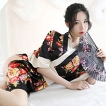 Mulher Sexy Homewear Roupão Kimono Japonês Traje Cosplay Padrão Floral Pijamas