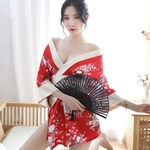 Mulher Sexy Homewear Roupão Kimono Japonês Traje Cosplay Padrão Floral Pijamas