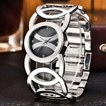 Mulheres Brilhante Rhinestone do aço inoxidável pulseira Vestido relógio de pulso de quartzo