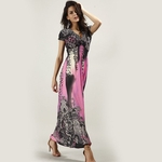 Mulheres Casual Beach Dress V Collar Vestido Printing Ice Silk Bohemian Cooling