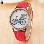 Mulheres Casual Bike Pattern Rodada Dial Strap Strap Quartz Analog Wrist Watch