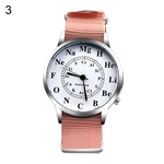 Mulheres Chemical Element Round Dial Nylon Strap Watch Relógio De Pulso De Quartzo Analógico