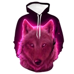 Mulheres 3D Red Wolf Impressão Casual solta manga comprida pulôver camisola