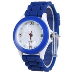 Mulheres de borracha de silicone Jelly Gel Quartz Casual Sports rel¨®gio de pulso azul