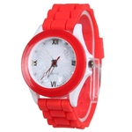 Mulheres de borracha de silicone Jelly Gel Quartz Casual Sports rel¨®gio de pulso Red