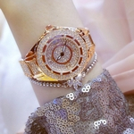 Mulheres de luxo elegante Shimmer de cristal de quartzo relógio de pulso