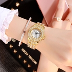 Mulheres elegantes All-jogo Cristal Aço Watchband pulseira relógio