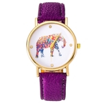 Mulheres Elephant National Vento Casual Leather Strap Quartz rel¨®gio de pulso PP