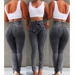 Mulheres Esticável corpo de construção de cintura Franjas Jeans Belt alta cintura