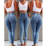 Mulheres Esticável corpo de construção de cintura Franjas Jeans Belt alta cintura