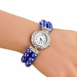 Mulheres Estudantes bonitos Marca Moda New Golden Pearl Quartz pulseira rel¨®gio