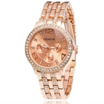 Mulheres Exquisite Alloy Shell Rodada Dial Diamond Watch
