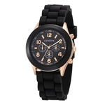 Mulheres Fashional Quartz Casual Relógios Silicone Strap relógio de pulso