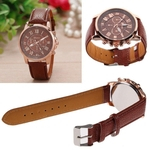 Mulheres Faux Leather Strap analógico Quartz Rodada Dial numerais romanos relógio de pulso