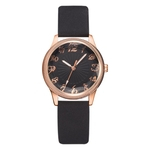 Mulheres Faux Leather Strap Round Dial Número árabe Relógio De Pulso De Quartzo Analógico