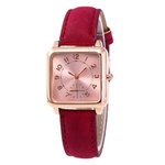 Mulheres Faux Leather Strap Square Dial Número árabe Relógio De Pulso De Quartzo Analógico