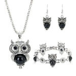 Mulheres Faux Turquoise Owl Pattern Gancho Brincos Colar Pulseira Jewelry Set