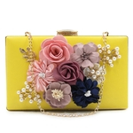 Mulheres Flores elegantes frisada Diamante Bolsa com corrente para Banquet