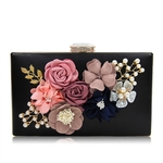 Mulheres Flores elegantes frisada Diamante Bolsa com corrente para Banquet