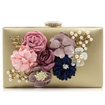 Mulheres Flores elegantes frisada Diamante Bolsa com corrente para Banquet