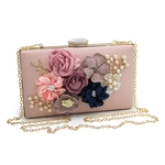 Mulheres Flores elegantes frisada Diamante Bolsa com corrente para Banquet