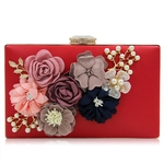 Mulheres Flores elegantes frisada Diamante Bolsa com corrente para Banquet