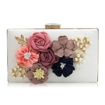 Mulheres Flores elegantes frisada Diamante Bolsa com corrente para Banquet