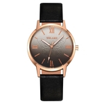 Mulheres Gradient relógio de quartzo borboleta numeral romano PU Leather Strap analógico relógio de pulso Casual