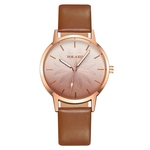 Mulheres Gradient relógio de quartzo Flor PU Leather Strap Analog Pin Buckle Relógio de pulso Casual