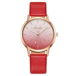 Mulheres Gradient relógio de quartzo Flor PU Leather Strap Analog Pin Buckle Relógio de pulso Casual