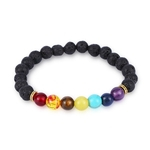 Mulheres Homem Lava Rock frisada estiramento Yoga Gemstone Bracelet Energia Pulseiras