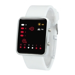 Women Mens Digital Red LED Sports Watch Binary Wristwatch Silicone WH