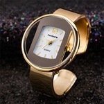 Mulheres Ladies Luxury pulseira relógio Quartz Movimento Apontado Stainless Steel Strap relógio de pulso