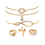 Women Lady Fashion Simple Design Alloy Love Ring Bracelet Set Jewelry